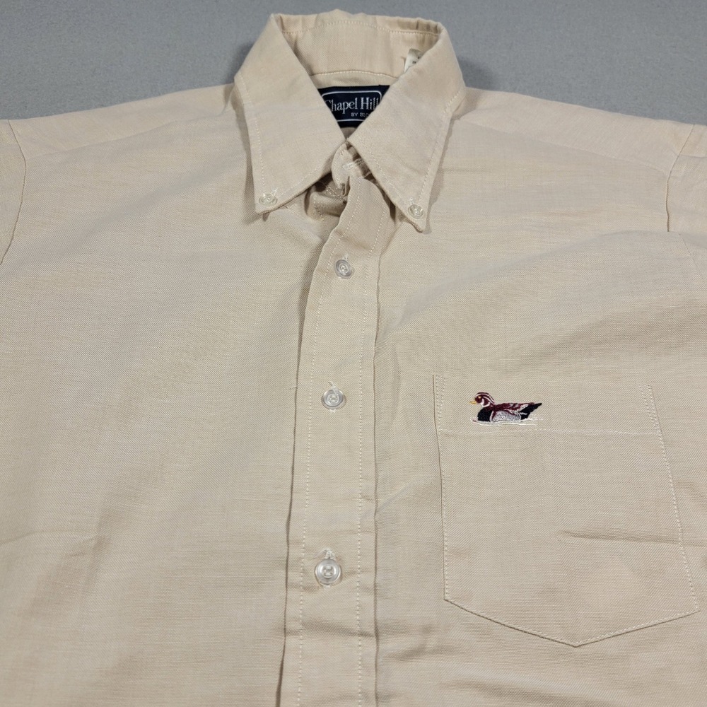 VTG Chapel Hill Button Down Shirt Mens‎ Size 15.5 Medium Khaki Embroidered Duck